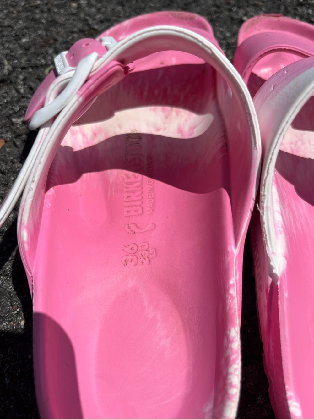 Birkenstock women’s Pink and White Double Buckle EVA Sandals - Picture 3 of 8